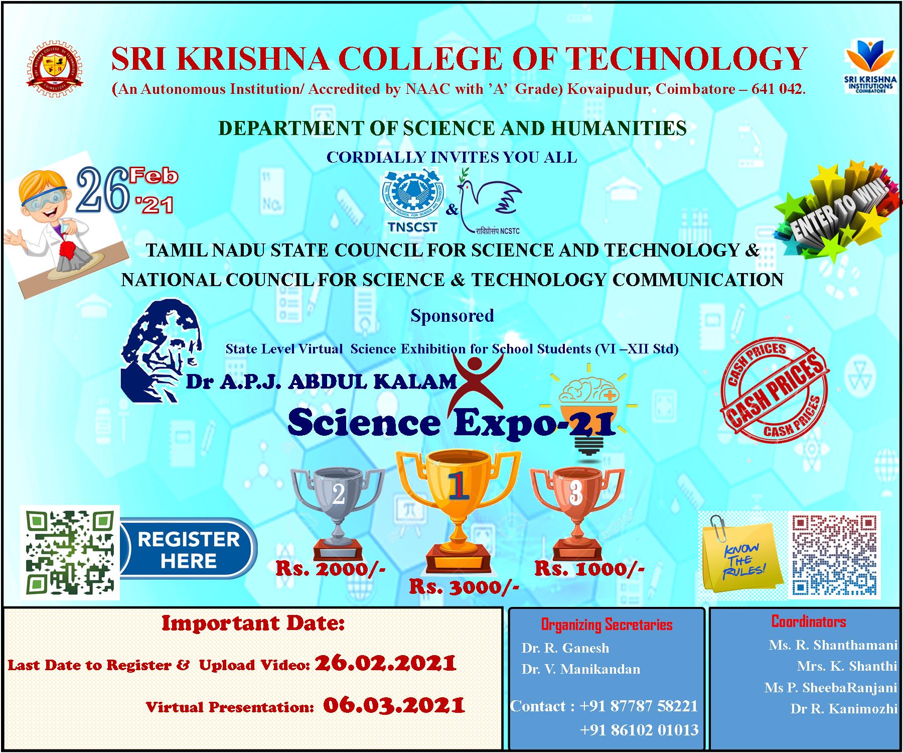 State level Virtual Science Exhibition A.P.J. Abdul Kalam Science Expo 2021